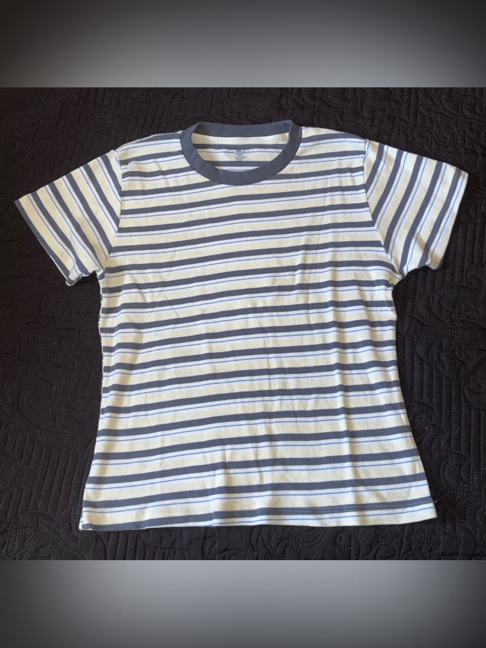Brandy Melville White and Navy Striped Tee